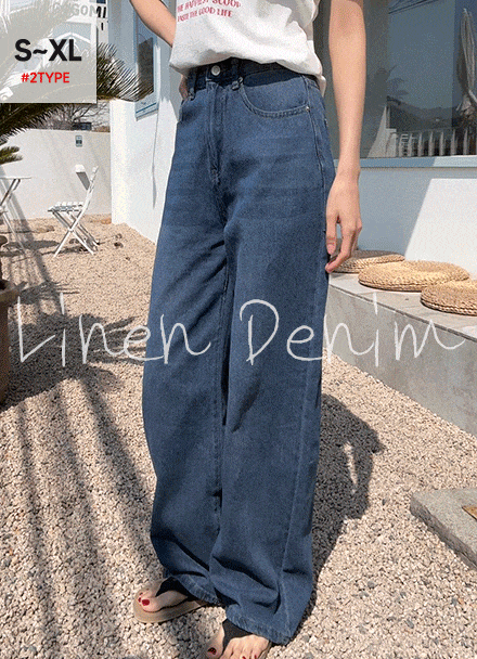 [Special Sale]Miracle Linen Wide Denim Pants Korea