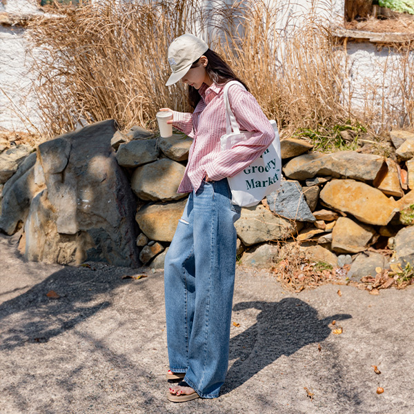 Steady 와이드 데미지 데님팬츠