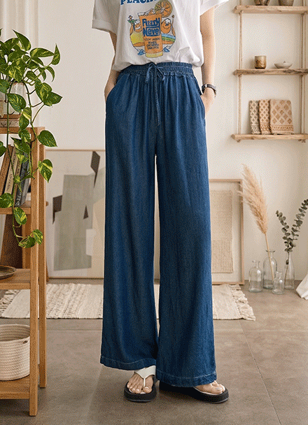 Cool Slosh Banding Tencel Pants Korea