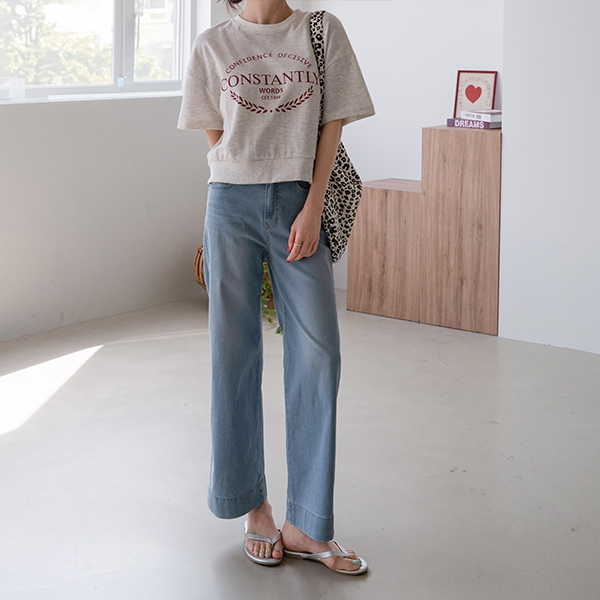 [Special Sale] Con Lettering Short-sleeve sweatshirt