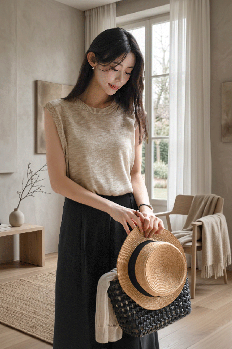 With Sleeve Knitwear Sleeveless shirts Korea
