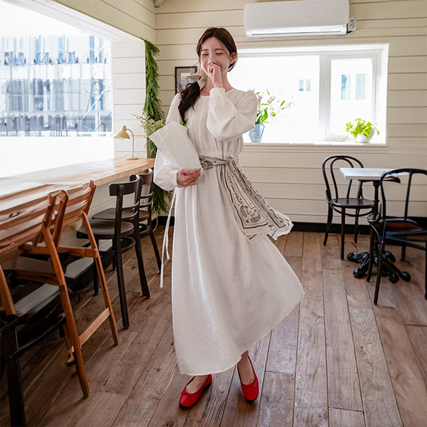 Pintuck String Long Dress