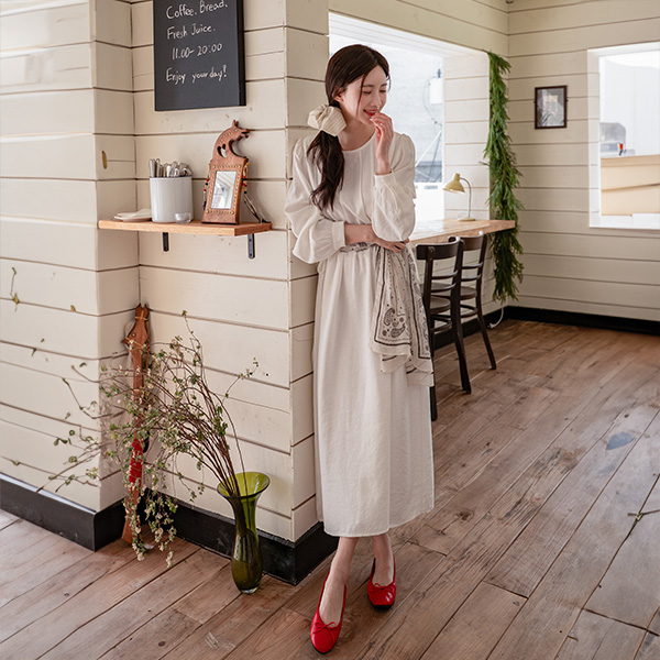 Pintuck String Long Dress
