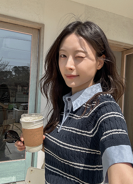 Stripe Shirt Layers Knitwear Korea