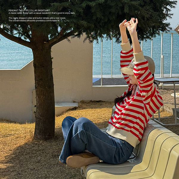 펜던트 투타입 Collar sweatshirt