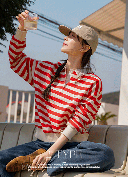 펜던트 투타입 Collar sweatshirt Korea