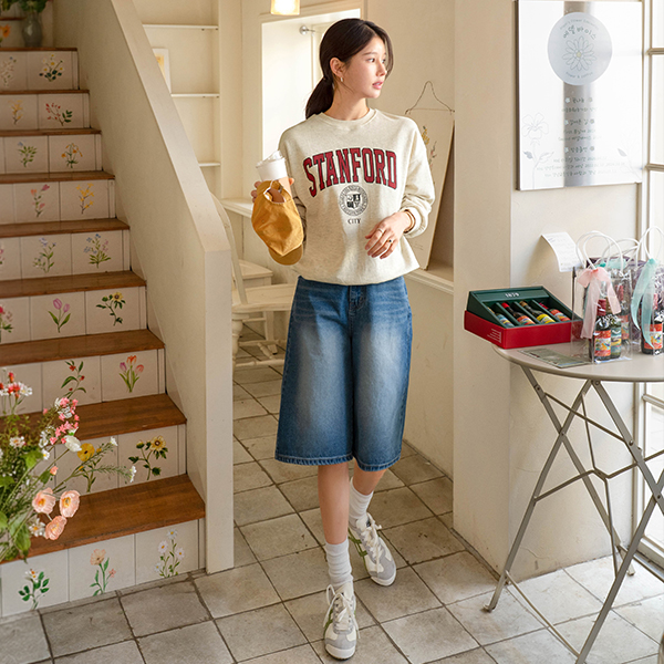 [USYOU] Labels Pocket Bermuda Denim Pants