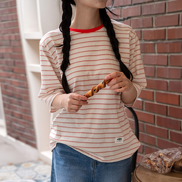 Brave Patch Horizontal Striped Short-sleeve T-shirt