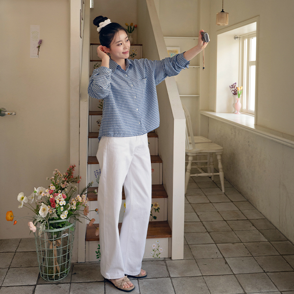 오브 코튼 pendant Check Shirt