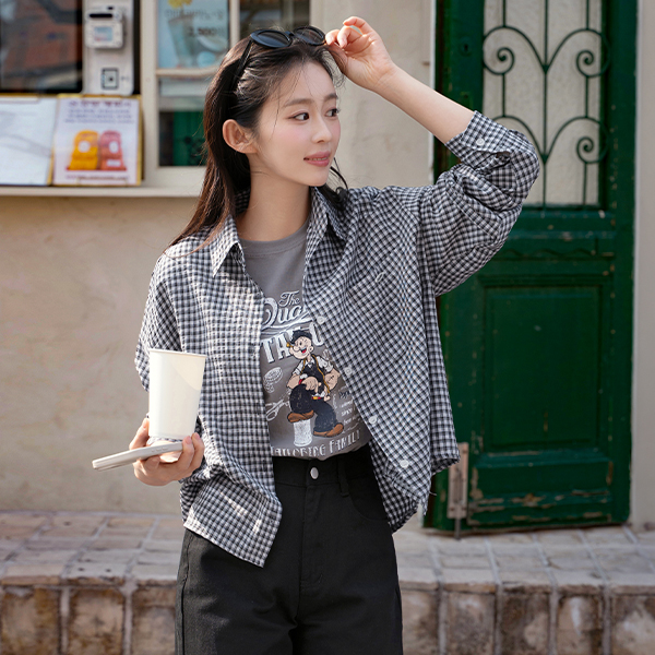 오브 코튼 pendant Check Shirt