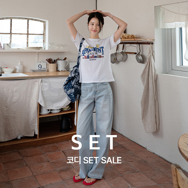 [코디set] 키작아도 괜찮진 123ver (시그니처패치와이드)+아파트 나염크랙 Short-sleeve T-shirt