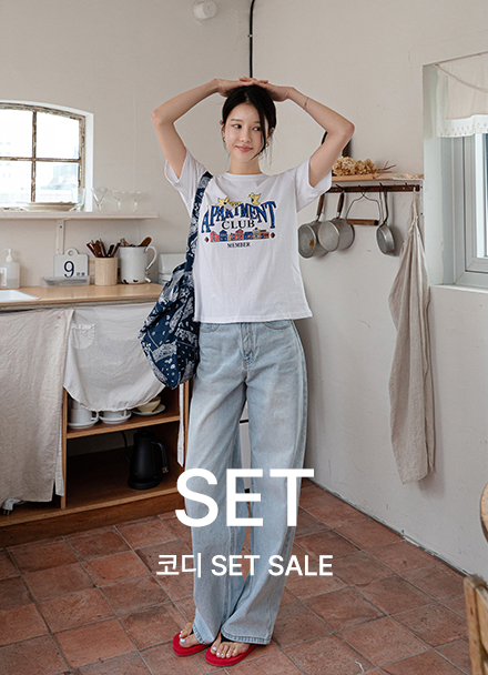 [코디set] 키작아도 괜찮진 123ver (시그니처패치와이드)+아파트 나염크랙 Short-sleeve T-shirt Korea