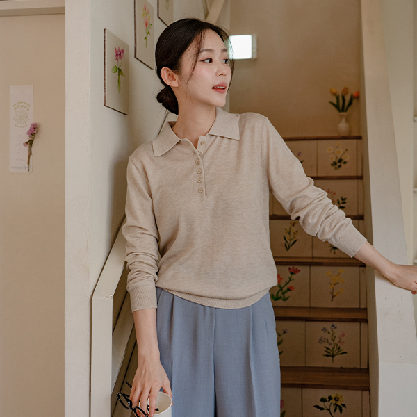 Soft Tencel Collar Knitwear