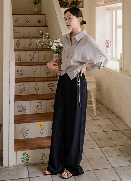 하이디 밑단 string 핀턱 Shirt Korea