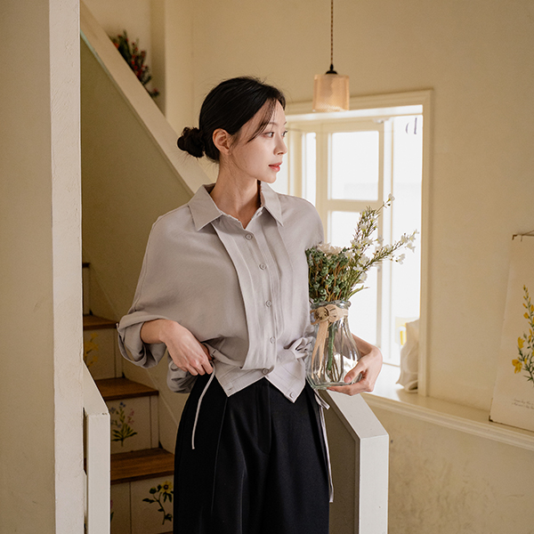 하이디 밑단 string 핀턱 Shirt