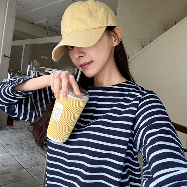 juicy 패치 horizontal striped 3/4 sleeve T-shirt