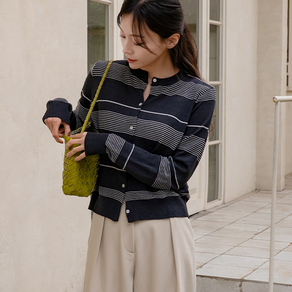 해브 mix Stripe Cardigan