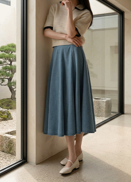 Eco Flare Denim Skirt Korea
