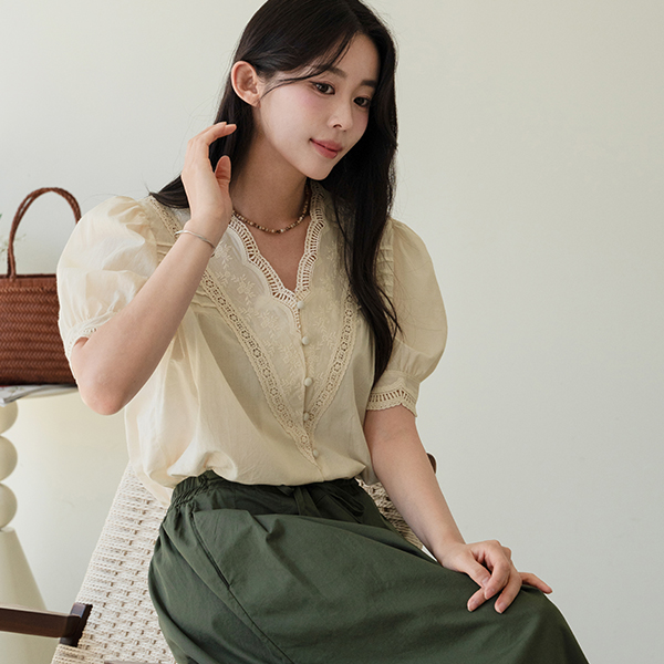 Wave V Embroidered Blouse