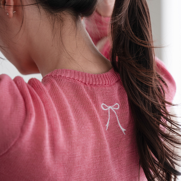 Rhea Back Ribbon Embroidery Cardigan