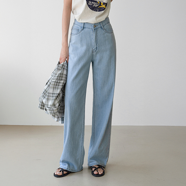 와일드 Straight Linen Denim Pants