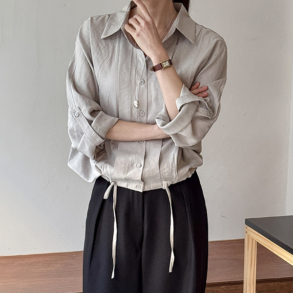 Heidi Hem String Pintuck Shirt