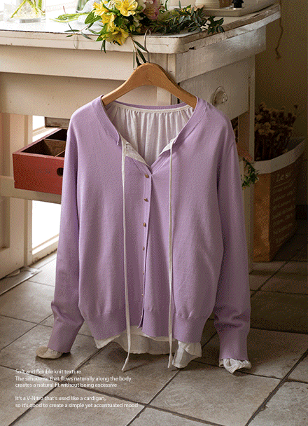 Normal Round Slit V Knitwear Korea