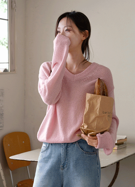 Like Boucle V-neck Knitwear Korea