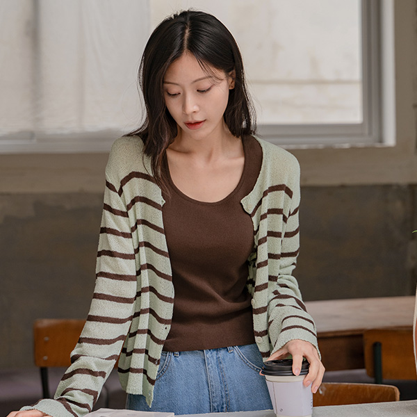 Melody Boucle Horizontal Striped Cardigan