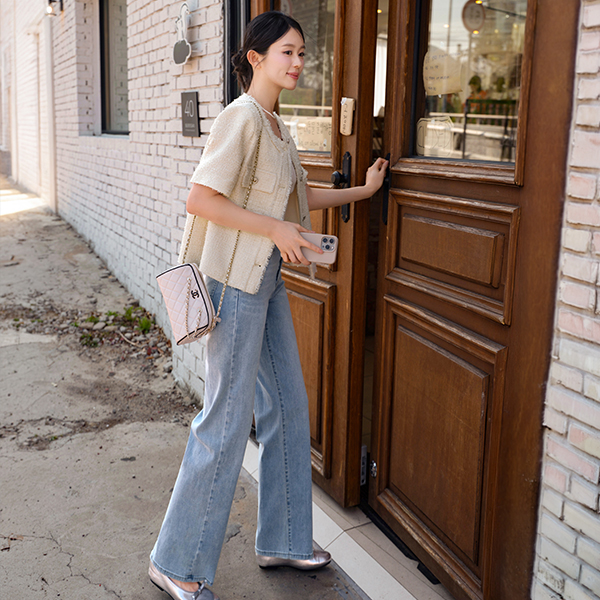 쟈스민 Short-sleeve Tweed Jacket