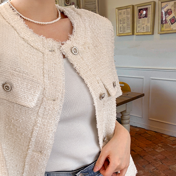 쟈스민 Short-sleeve Tweed Jacket