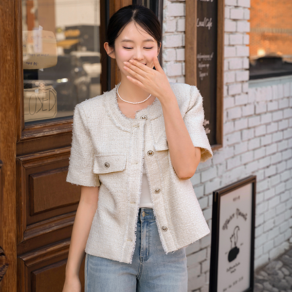 쟈스민 Short-sleeve Tweed Jacket