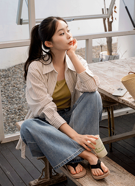 [Special Sale] 솔 Stripe 오버 Shirt Korea