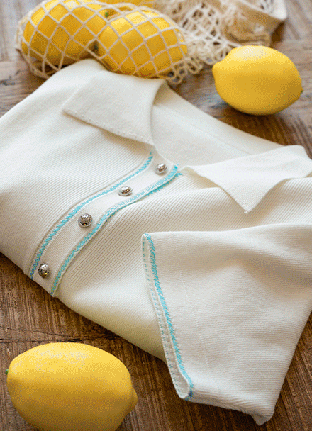 Lady Collar Short-sleeve Knitwear Korea