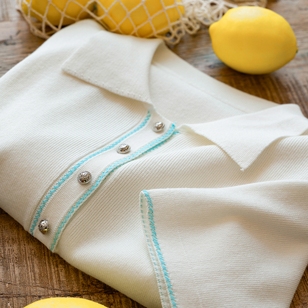 Lady Collar Short-sleeve Knitwear