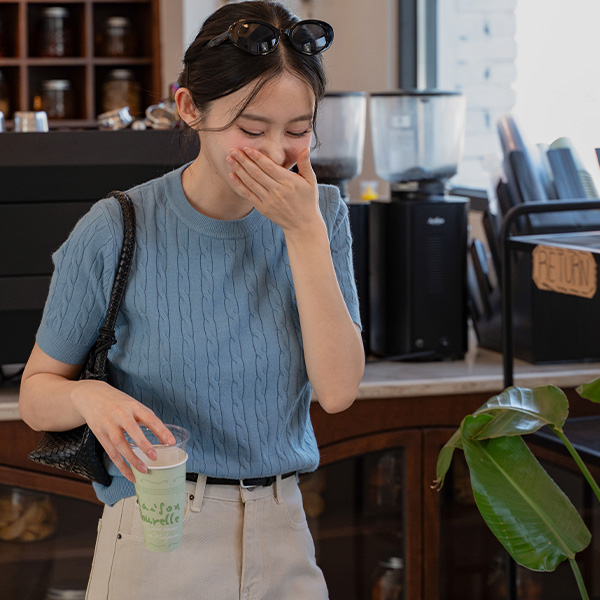 Pendant Twiddle Short-sleeve Knitwear