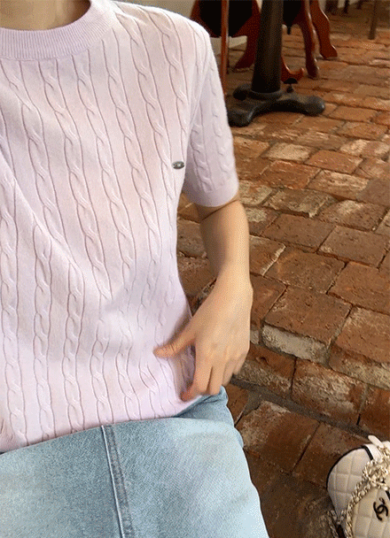 Pendant Twiddle Short-sleeve Knitwear Korea