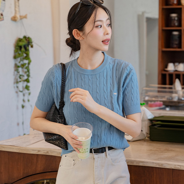 Pendant Twiddle Short-sleeve Knitwear