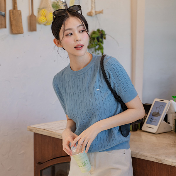 Pendant Twiddle Short-sleeve Knitwear