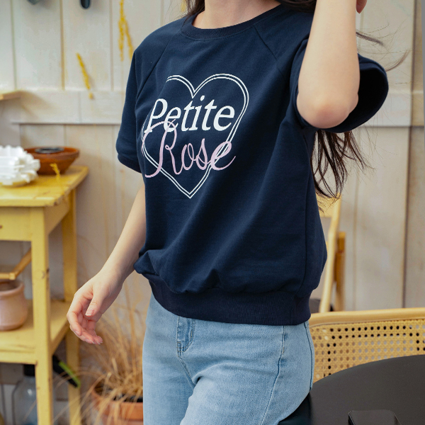 Rose Incision Short-sleeve Sweatshirt