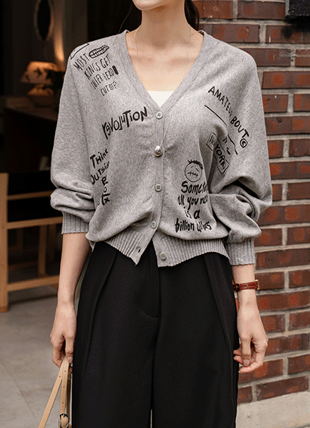 스케치 나염 가오리 Knitwear Cardigan Korea