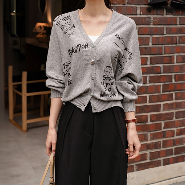 스케치 나염 가오리 Knitwear Cardigan