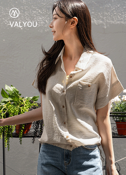 [valyou] Hem string Linen Short-sleeve Shirt Korea