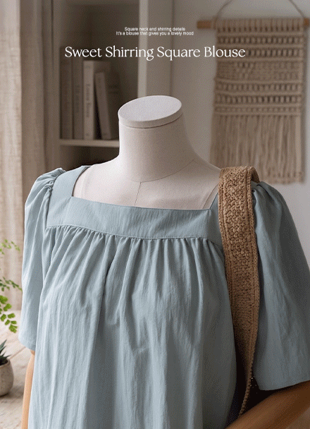 Sweet Shirring Square Blouse Korea