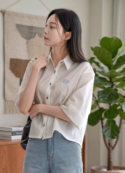 Benny Rustling Silver Button Short-sleeve Shirt Korea