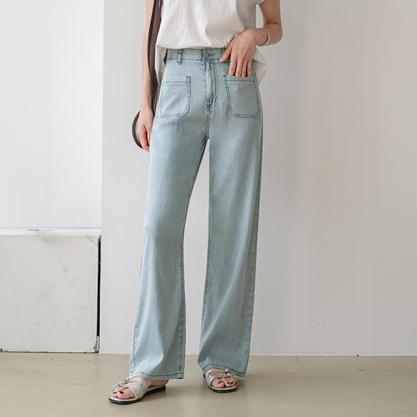 Cool Pocket Banding Denim Pants