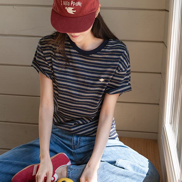 Diamond Color Matching Stripe Short-sleeve T-shirt