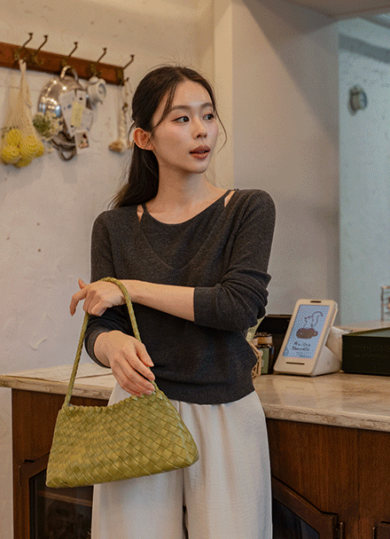 Slim Layered V Knitwear Korea