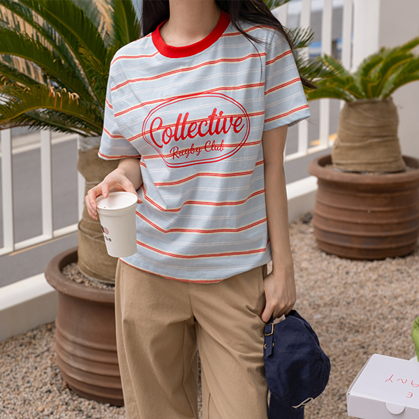 콜렉티브 Stripe Short-sleeve T-shirt