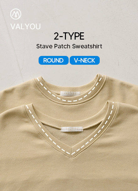 [valyou] Two-Type Stave Patch Sweatshirt Korea